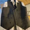 v Neck Men's Suit Vests Herringbe Wool Tweed Double Breasted Waistcoat Tuxedo Groomsmen For Wedding o2Aq#