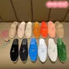 Loro Piano Mule Loafers Women Slippers Flats Loafer 100% настоящий замшевый мокасин роскошные дизайнерские обувь Летни