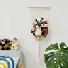 Borse portaoggetti Boho Peluche Macrame Wall Hang Net Organizzatori di giocattoli Decorazioni per la scuola materna Organizzatore per soggiorno