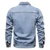 2023 Printemps Hommes Solide Revers Denim Vestes Fi Moto Jeans Vestes Hommes Slim Fit Cott Casual Noir Bleu Manteaux H8CE #