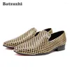 Casual Shoes Italian Style Handsome Men Erkek Ayakkabi Leather Loafers Mocassin Homme Gold Silver Sepatu Pria 46