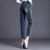 Pantalon en jean bleu brodé pour femmes, taille haute, S avec poches, tendance, Hippie, Streetwear, pantalon Spanx A Z, 2024