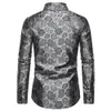 Formalne mężczyźni Slim Fit Shirt Floral Print Męski Fit LG Sleeve Shirt Casual Bluzka na wiosnę/jesienna róża dla mężczyzn G53Z#