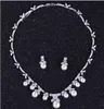 Brand New 2019 High Quality Exquisite Pearls Rhinestone Platinum Jewelry Necklace Earring Set For Wedding Bridal Prom Evening7448286