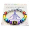 Charm Armband 7 Chakra Armband Betydelse Kort Naturlig kristallläkande ångestsmycken Mandala Yoga Meditation Gift