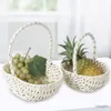Storage Baskets Lychee Life White Paper Rope Artificial Rattan Weaving Handmade Woven Storage Bag Portable Basket Picnic Photography Props