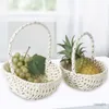 سلال التخزين Lychee Life White Paper Rope Rattan Weaving Weaving Handmade Rescore Storage Bag Basket Ponclic Picnic Props Props