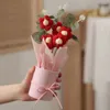 Decorative Flowers Colorful Crochet With Bucket Handmade Woven Simulated Flower Knitted Artifiical Folwer Bouquet Teachers' Day