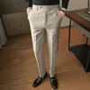 Koreaanse Stijl Slanke Pak Broek voor Mannen Fi Mannen Lente/zomer Busin Kantoor Pak Dr Broek Eenvoudige Casual borduurwerk Broek O1aE #