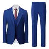 fi Novos homens lazer boutique busin cor sólida terno de casamento calças colete 3 peças conjunto dr blazers jaqueta calças j665 #