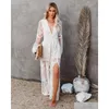 Basic Casual Dresses Designer Dress Womens Clothing Women New Fashion Wear Spring And Summerlace Long-Sleeved V-Neck Solid Chiffon Sum Otgah