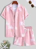 Herren Kokosnussbaum -Strandhemd Sets Sommer Hawaii -Stil Kurzarm Shirt Shorts Casual Holiday Männer 2 -teiliges Anzug Outfit Set 240321