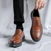 Casual Shoes Brand Block Carved Leather Men's Pointy Oxford Shoe Business Official Wedding Soft Man Dress