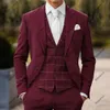 burdy Men's Suits Tailored 3 Pieces Blazer Vest Pants Single Breasted Wedding Peaked LapelPlaid Stripes Custom Made Plus Size M5Iw#