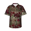 Męskie koszule Casual Shirts Classic Leopard Beach Shirt Men Faux Fur Animal Druku