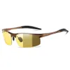 Mens day and night riding glasses aluminum magnesium sports polarizing color changing running vision tea sunglasses 8177