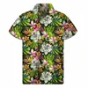 Men's Casual Shirts Tropical Palm Hawaiian Shirt Men 3D Print Plants Fruit Button Tops Summer Beach Short Sleeve Oversized Lapel Aloha