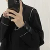 fi Black Stitching Jacket Men's Butts Spring Autumn New Loose Turndown Collar Single-breasted Lg Sleeves Tops Jackets I9wo#