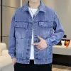 denim Jackets Man Black Butt Jeans Coat for Men Aesthetic Worn Size L One Piece of Fabric Outwear Casual in Lowest Price Big G U1No#