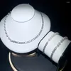 Ketting Oorbellen Set 2024 Promotie Groothandel Hip Hop Mannen Sieraden Half Cubaanse Ketting Witte Parel Kralen Armband