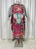 Kvinnors badkläder 2024Saudi Arabia's Loose Printed Silk Maxi Dress Summer Beach Bohemian Robe Africa Kaftan Kimono Swim Suit Batwing Sleeve