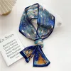 Scarves Geometric Print Flower Neckerchief Headband Women Neck Scarf DIY Hair Bands Bag Hat Belt Ribbon Decoration For Girls