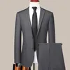 Boutique Blazer byxor Mens British Style Elegant Fashion High-End Simple Casual Gentleman Man Suit Two-Piece Suit 240314