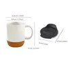 Mugs 350ML Matte Black Coffee Mug With Grip Handle Cork Bottom Detachable Milk Lid Heat-Resistant Ceramic Tea Water Cup