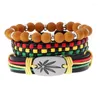 Charme pulseiras q0ke 3 peças/set cordão atraente tecido jamaica couro diy jóias decoração presente para casais