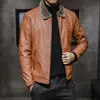 Новая брендовая флисовая толстая мужская кожаная куртка, стильная теплая флисовая куртка с лацканами, мужская одежда, уличное пальто для мужчин, горячая распродажа m3RC #