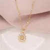 Light Luxury Style Flower Pendant Set with Zirconia Titanium Steel Chain Holiday Jewelry AB13