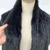 Scarves Winter Women Fur Scarf Cape Tassels Fashion Knitted Genuine Long Lady Natural Poncho Shawl Wrap