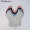 New Outfit lululss designer Women Shirts Sexy Backless Sports fashion brand Fitness Sportswear Crop Gym Clothing Wear Shorts Sleeve Summer Breathable