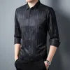 Wysokiej jakości męska koszula Fi druk wiosenny jesienna LG Sleeve Korean Slim Fit Camisa Masculina Ubrania A91Z#