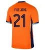 2024オランダメンフィスサッカージャージー2324ホランドクラブジャージーデジョンバージルダンフリース24 25 Bergvijn Shirt Klaassen Blind de L