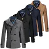 Mens Wool Blends Winter Coat Men Warm Trench Reefer Jackets Solid Color Stand Collar Double Breasted Peacoat Drop Delivery Apparel Clo Dhqww