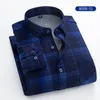 Autumn Winter Men's Warm Plaid Print Shirts Busin LG Sleeve Thick Soft mjuk casual flanell varm dr -skjorta plus storlek u0ug#