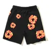 2024 Lente/zomer Amerikaanse nieuwe katoenen schuim bedrukte heren trendy losse casual splitshorts 5C3P