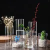 Vases Cylindre en verre Transparent Vase hydroponique Bougeoir Coupe Table Fleurs pour décorations de maison de mariage