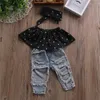 Clothing Sets Baby Girl Clothes Set Polka Dot Tube Top Vest Ripped Denim Pants Jeans Headband 0-3Y Born Infant Toddler Summer Fall Dro Dhn9X