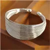 Polsino Punk Design semplice Mtilayer Fili metallici Stringhe Bracciale aperto Bracciale largo per le donne Ragazza Accessori per gioielli di moda Regalo Drop D Dh83Z