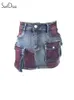 Saias Soefdioo Tie Dye Gradiente Rampa Mini Mulheres Moda Bolsos Alta Strecth Cargo Saia 2024 Verão Feminino Bottoms Streetwear