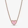 100% 925 Sterling Silver Pink Swirl Heart Collier Necklace Fashion Women Wedding Engagement Jewelry Accessories294H