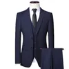 Männer Anzug Für Hochzeit 3 Stück 2 Sets Blazer Elegante Jacken Weste Hosen Luxus Business Mäntel Formale Koreanische Hohe qualität 240313