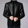 Veste en simili cuir Veste de moto en simili cuir pour hommes avec col montant épais manteau d'hiver chaud coupe-vent protection du cou hommes Y0DR #