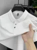 Polos masculinos high end puro algodão manga curta camisa polo 2024 verão moda design marca bordado casual lapela camiseta