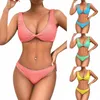 Maillots de bain pour femmes Bikini Couleur unie Mode Plage Séchage rapide Maillot de bain à la mode et simple Ensemble de bikinis