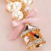 Keychains Lanyards Cute Keychain Pearl Crystal String Carousel For Women Key Chain Jewelry Gift Accessories