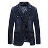 multi Pocket Denim Jacket Men Spring Blazer Suits Jacket Mens Busin Leisure Suits Cowboy Westerner Male Jeans Coat Size L~4XL N330#