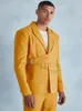Thorndike New Fi Champange Men's Suit 2 Pieces Peaked Lapel Flat Slim Fit Casual Tuxedos för Wedding Blazer+Pants Z0HK#